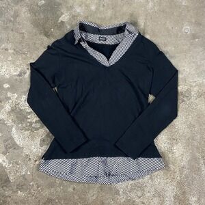 Beluva San Francisco Blouse Size Medium Gingham Collar Checkered Long Sleeve